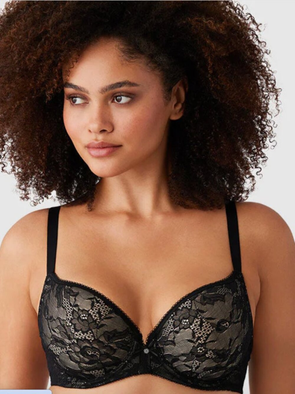 WACOAL Lace Finesse T-Shirt Bra in Black Toast Size 34D Comfort